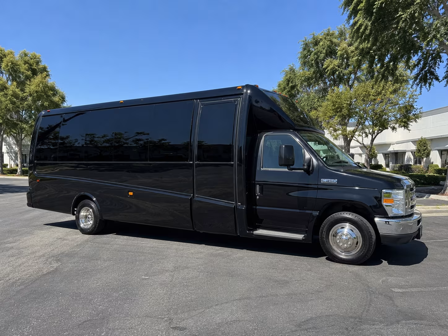 Group beside a Mercedes Sprinter limo in San Francisco